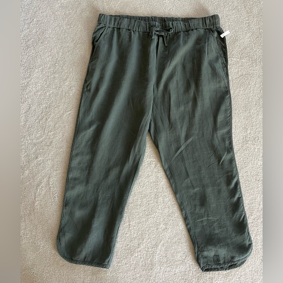 Caslon Tulip Hem Linen Casual Cropped Pull-On Pants in Olive Green NWOT Size 2X - Picture 4 of 9
